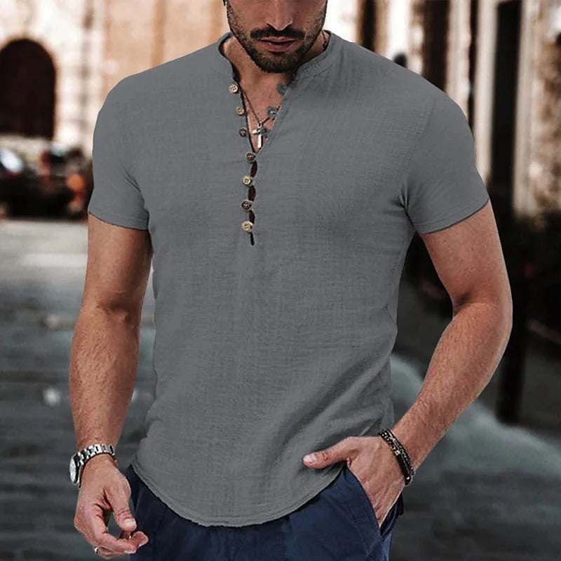 Men's Linen V-Neck Shirt – Casual Summer Essential