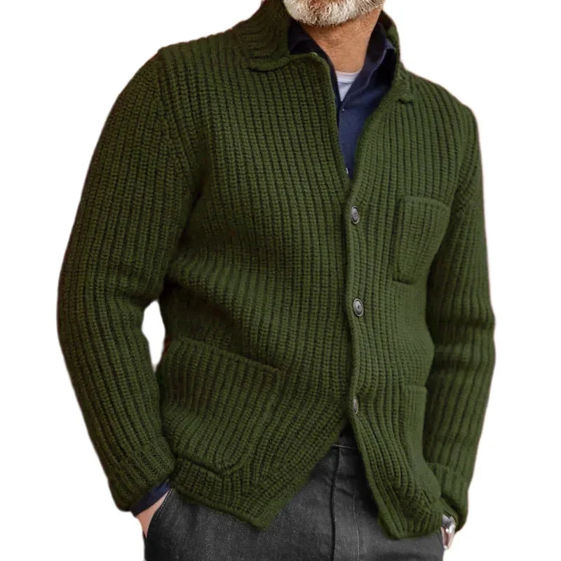 Men's Vintage Button-Down Knit Cardigan – Warm Sweater Coat