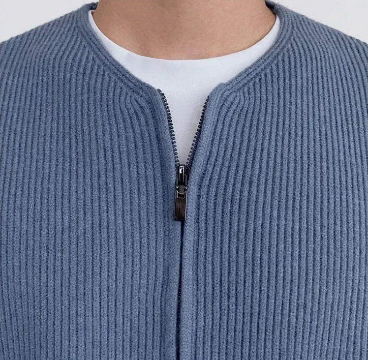 Men's Knitted Zip-Up Cardigan – Korean Style Sweater