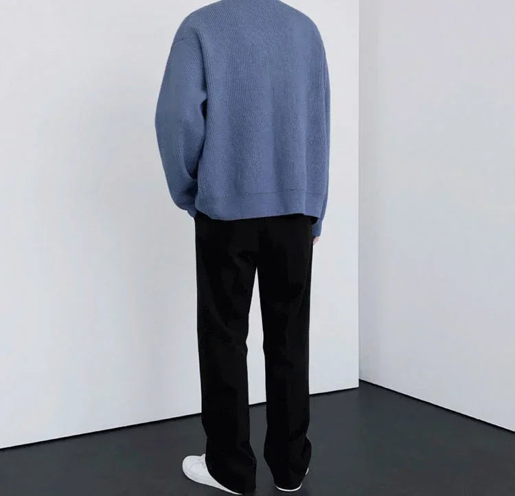 Men's Knitted Zip-Up Cardigan – Korean Style Sweater