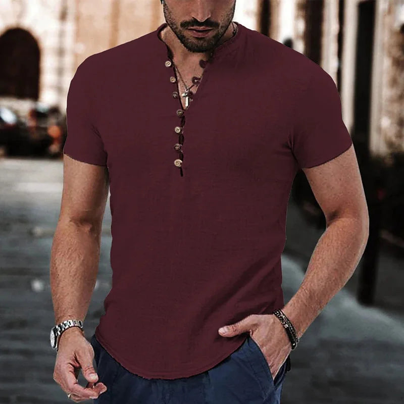Men's Linen V-Neck Shirt – Casual Summer Essential