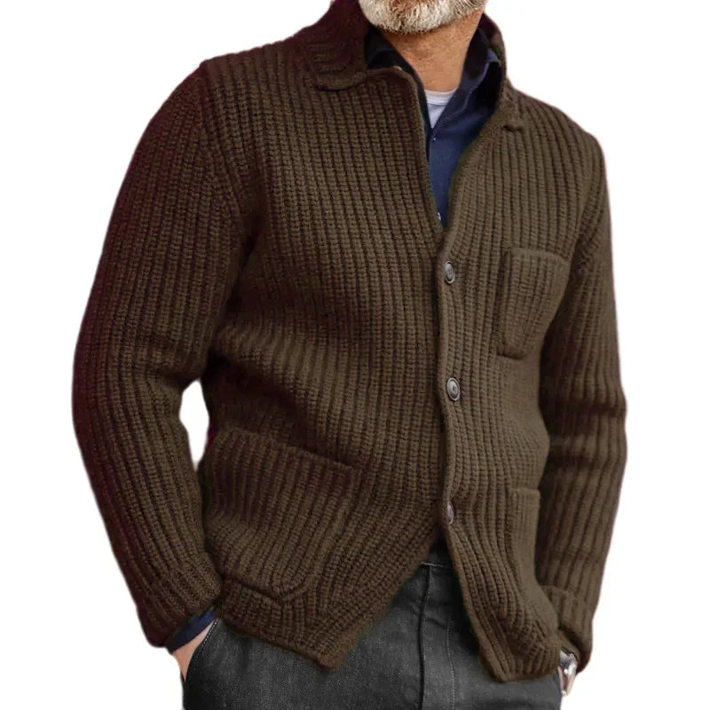Men's Vintage Button-Down Knit Cardigan – Warm Sweater Coat