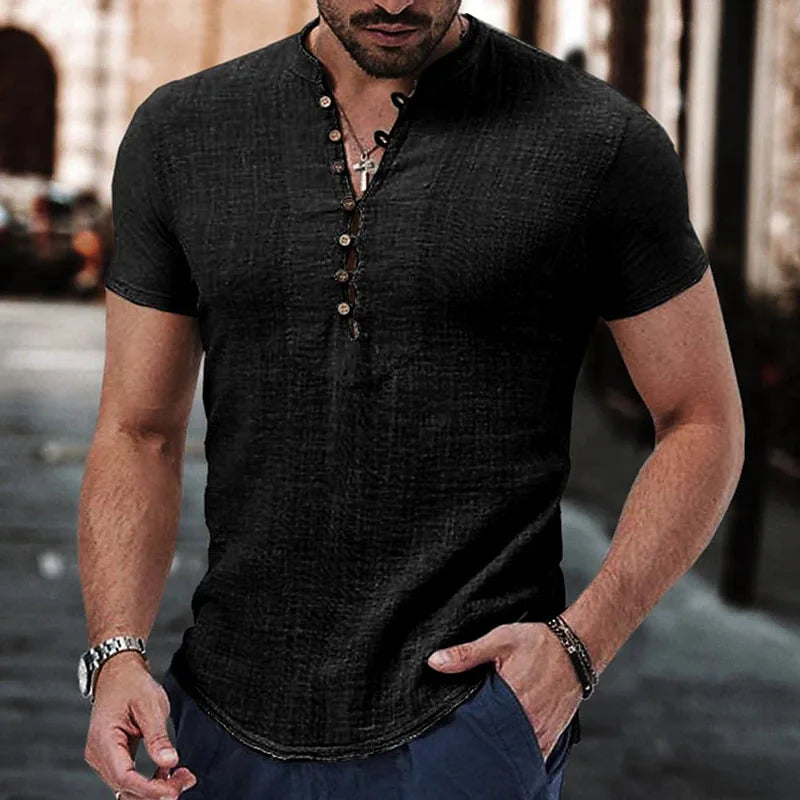 Men's Linen V-Neck Shirt – Casual Summer Essential