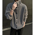 Men's Stand Collar Knit Cardigan – Retro Streetwear Style